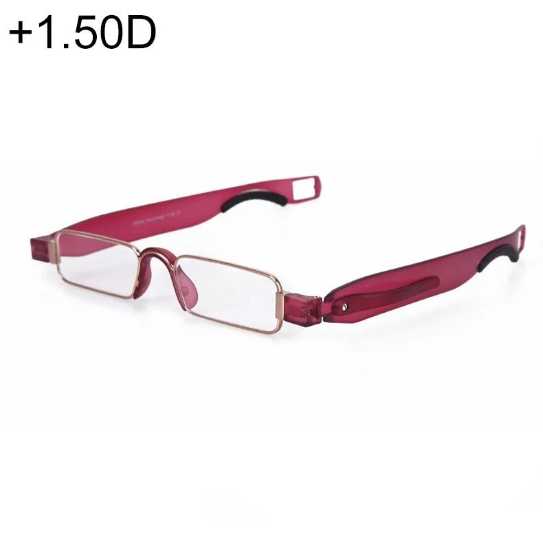 Portable Folding 360 Degree Rotation Presbyopic Reading Glasses with Pen Hanging, +1.50D