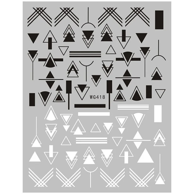 1PC Abstract Face 3D Nail Stickers Geometry Lines Love Letter Slider For Nails Gel Polish Decals For Manicures Decoration-Nail Inspo