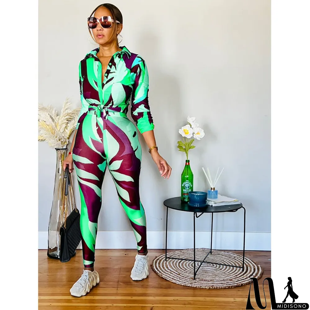 MidiSono - Fashion Ladies Printed Two-Piece Suit