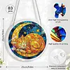 (18.5cm)DIY Acrylic Jigsaw Puzzle Window Hanging with Hanging Chain DIY Stained Glass Decoration Round Window Puzzle Decor for DIY Craft Project (Sleep Cat)