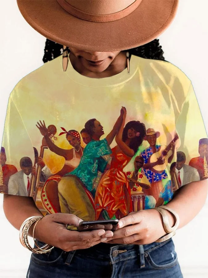 Women'S Juneteenth Carnival Print Short Sleeve T-Shirt