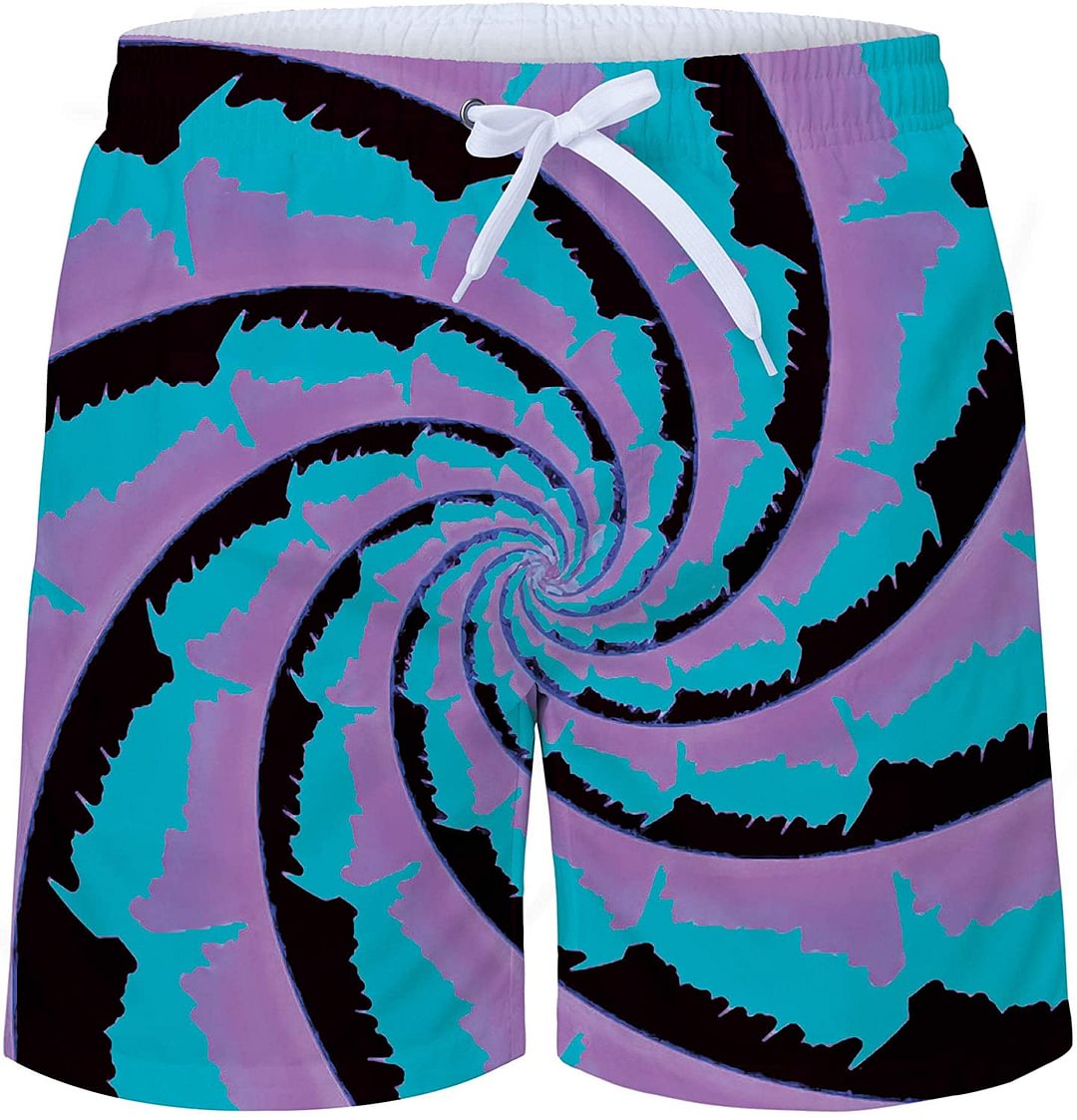 Mens Swimming Trunks 3D Graphic Quick Dry Surfing Beach Shorts Swimsuit with Mesh Lining