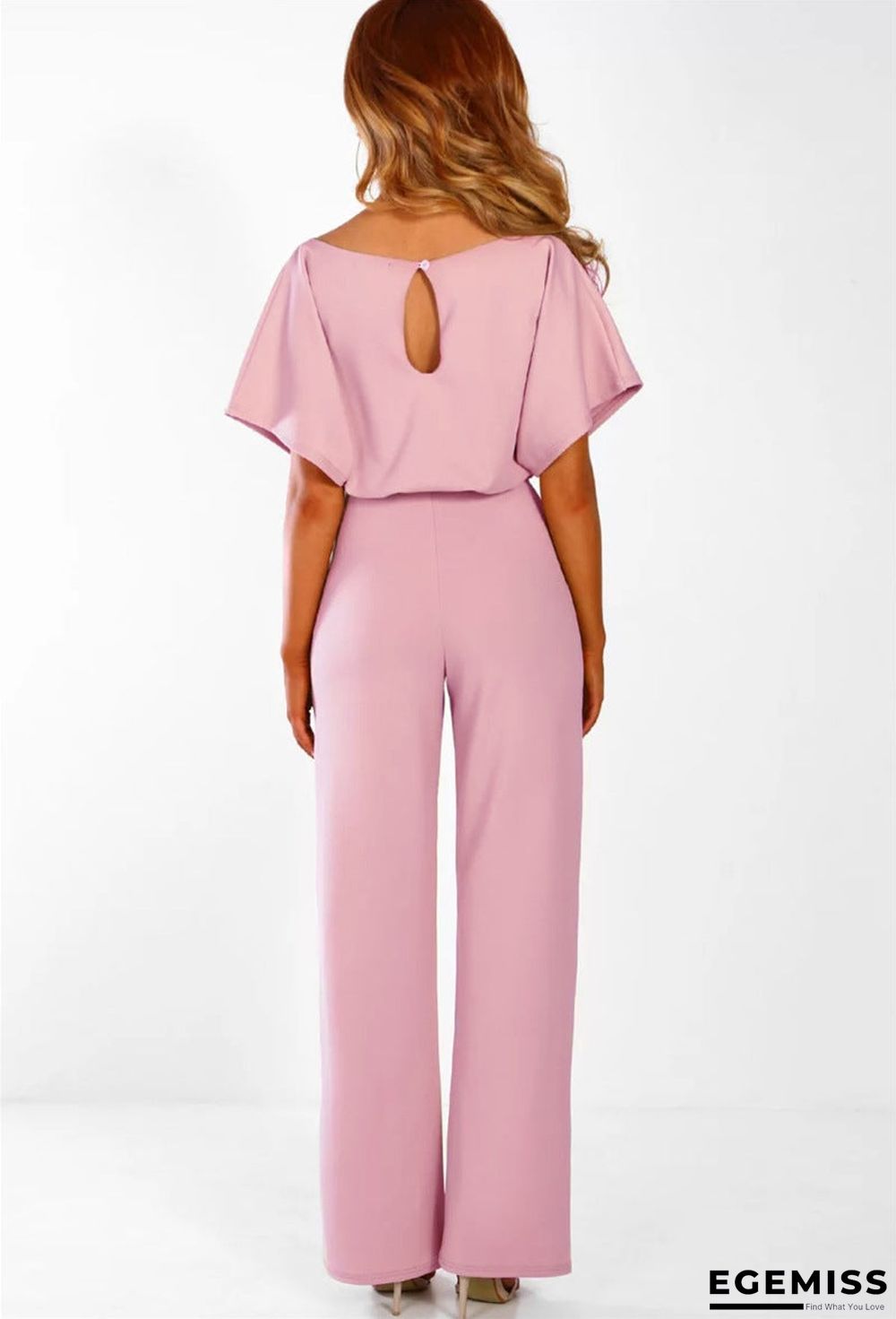 Button Lace-up Short-sleeved Jumpsuit | EGEMISS