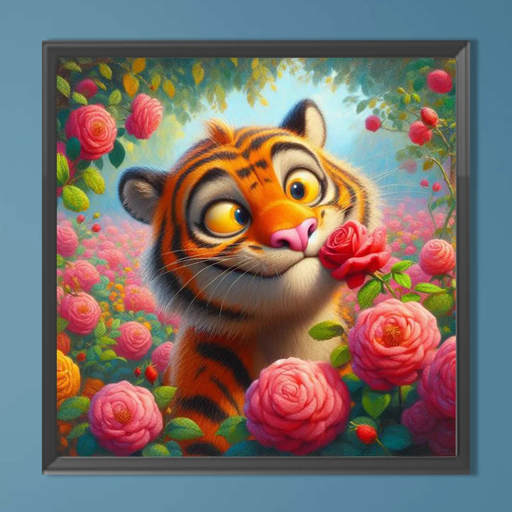 Diamond Painting - Full Round Drill - Flower Tiger(Canvas|40*40cm)