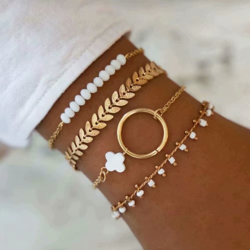   Bohemian style beaded fashion all-match 4-piece bracelet - Neojana