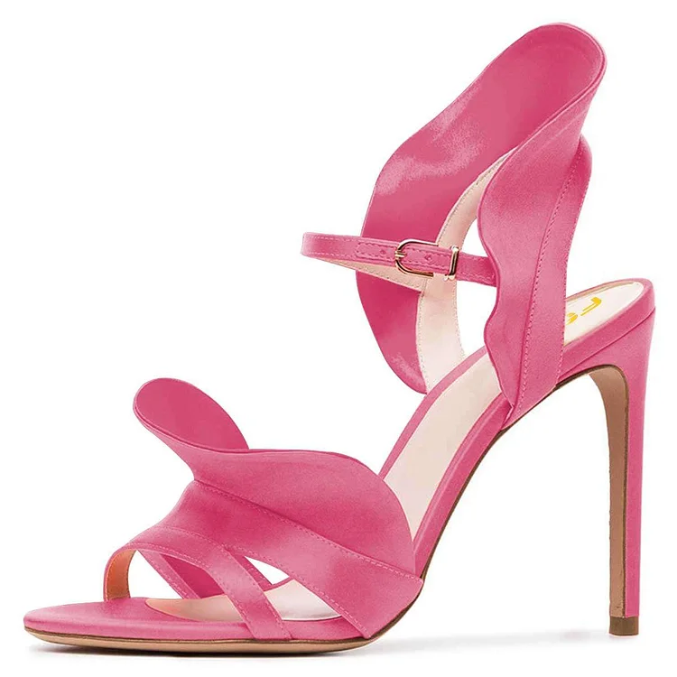 Pink Satin Slingback Heels Sandals |FSJ Shoes