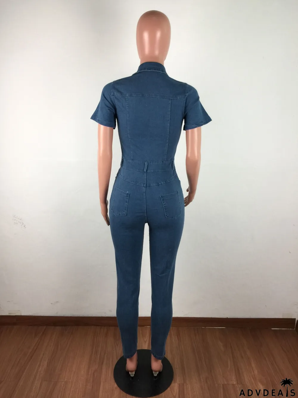 Summer Short Sleeves Denim Fit Jumpsuit