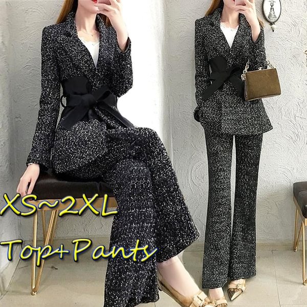 Ladies 2 Pieces Set Outfit Women Autumn Winter Office Work Pant Suit Business Formal Blazer Jacket & Pants Trouser Suite - Shop Trendy Women's Fashion | TeeYours