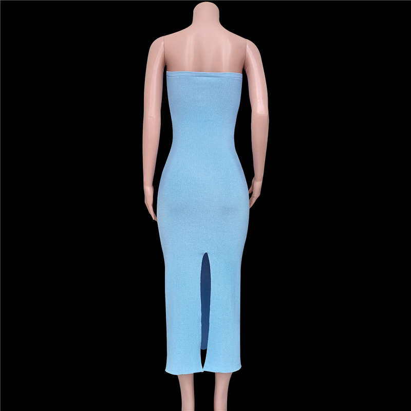 Ootddress Strapless Knit Maxi Dresses For Women Summer Beach Party Bodycon Dress Off-Shoulder Twist Knitting Evening Backless Dress