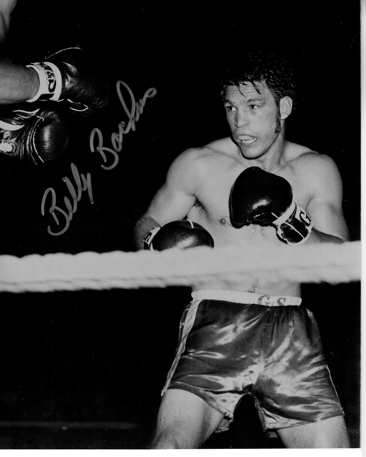 BILLY BACKUS hand-signed BOXING CHAMPION IN-RING CLOSEUP 8x10 authentic w/ COA