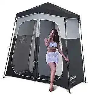 Outdoor Shower Tents for Camping, Portable Instant Pop Up Black/Grey-2 Room