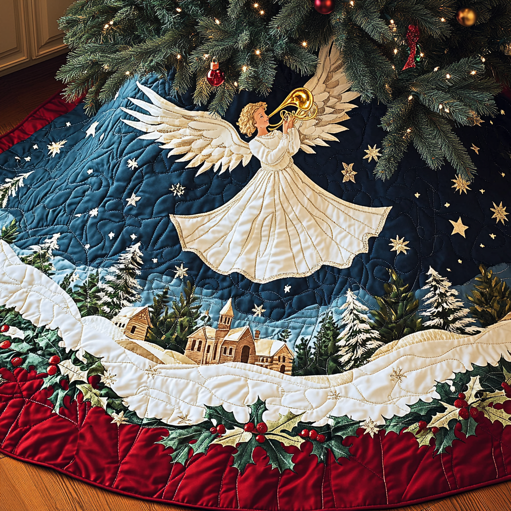 Angelic Tune Christmas Quilted Tree Skirt NCU0VH1053
