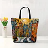 Colorful Houses-11CT DIY Stamped Cross Stitch Shopping Bag 40*40cm/15.75*15.75in