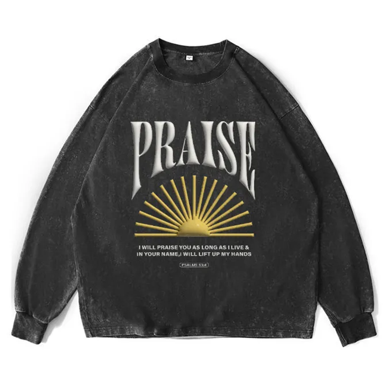 Loveciss®/ PRAISE PSAMLS 63:4 Unisex Washed Long-Sleeved T-Shirt