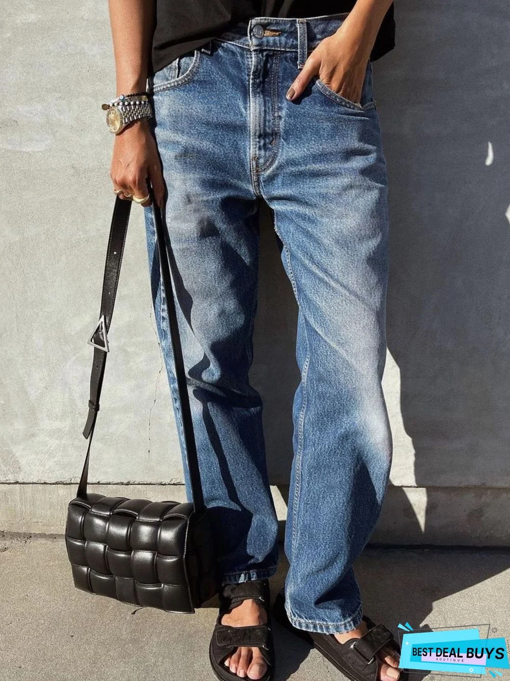 Casual Pockets Denim Jeans