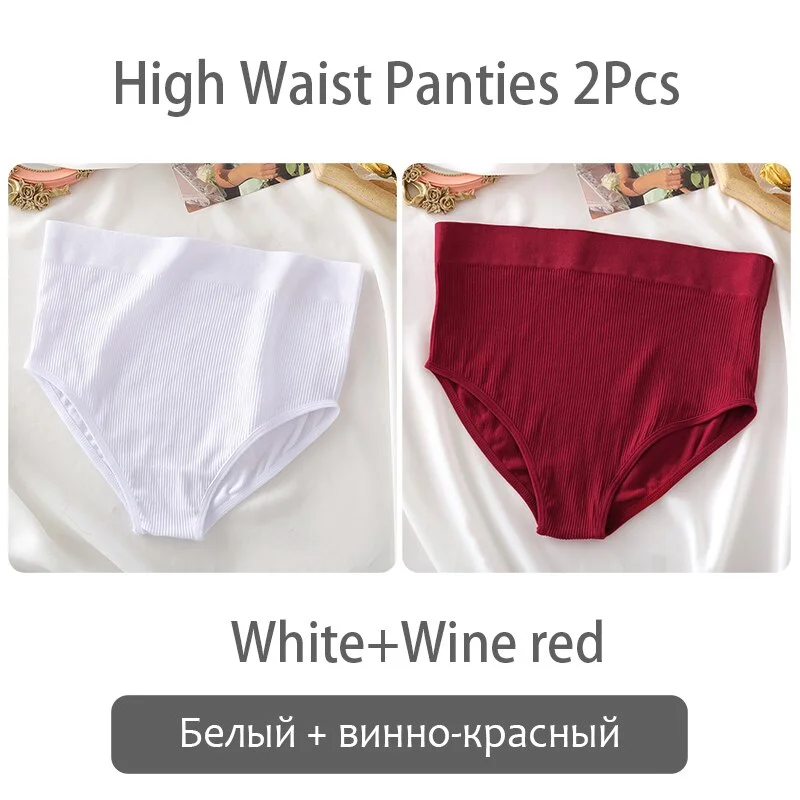FINETOO Women High Waist Panties 2Pcs/set Seamless Shaper Underpants S-XL Girl Underwear Ladies Control Tummy Panty Lingerie New