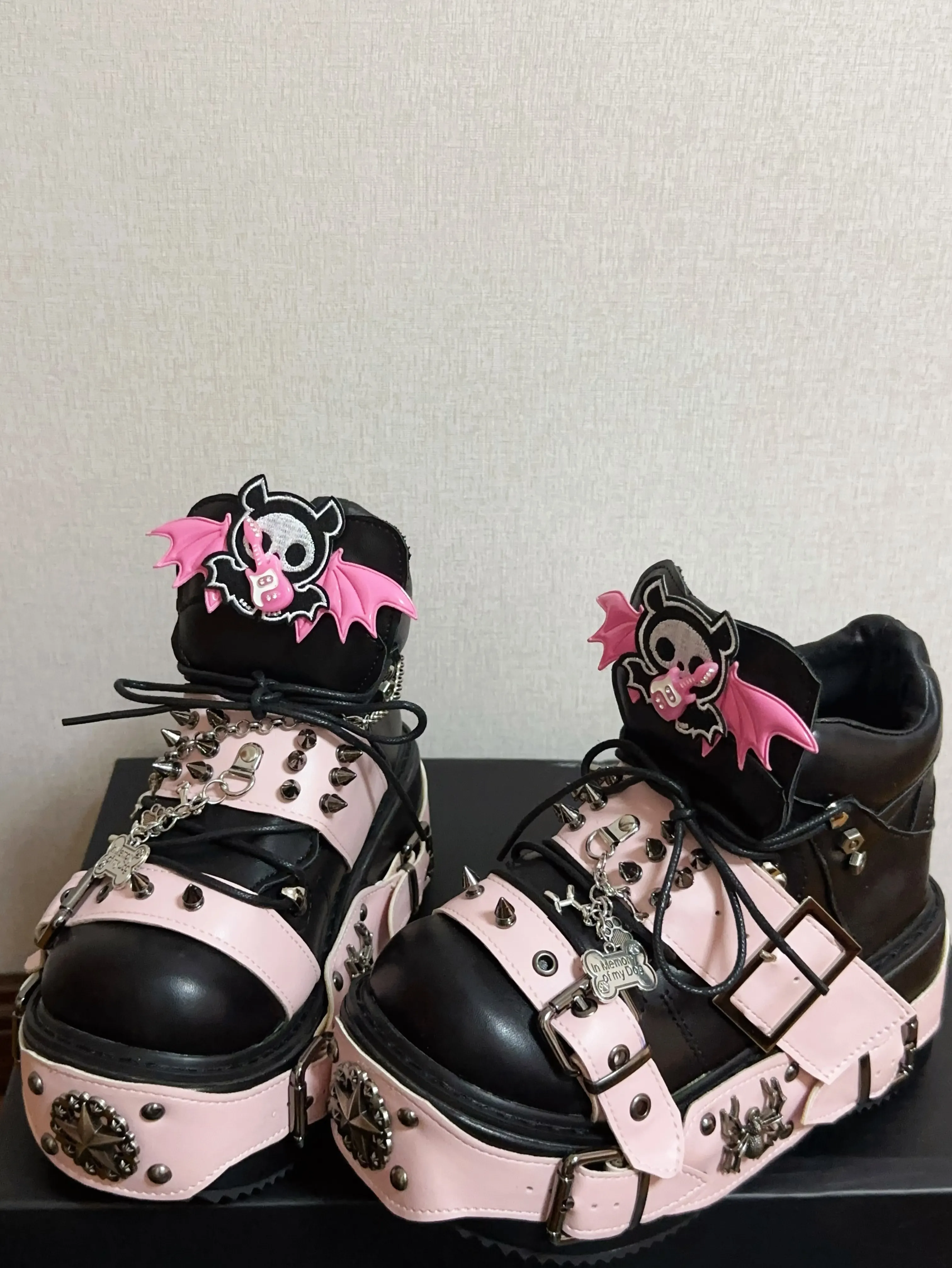 GOOSHOE Punk Dark Shoes High Thick Wedges Heels Pumps Princess Student Shoes 32-47 Shoes Metal