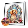 Diamond Painting -DIY Round Drill Dog On Flowers