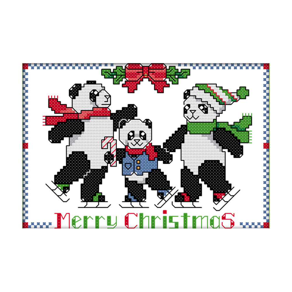 

Christmas Panda - 14CT Stamped Cross Stitch - 20*15CM, 501 Original