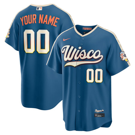 Youth Milwaukee Brewers Nike Mineral Blue 2026 City Connect Authentic Sponsor Patch Custom Jersey O99F