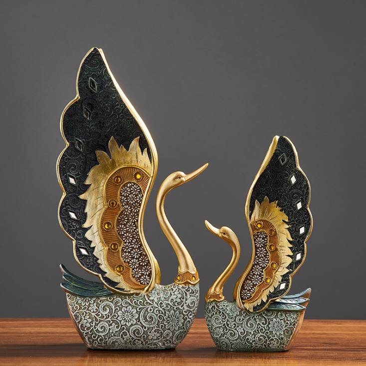 Home Decoration Accessories A Couple of Swan Statue Home Decor 