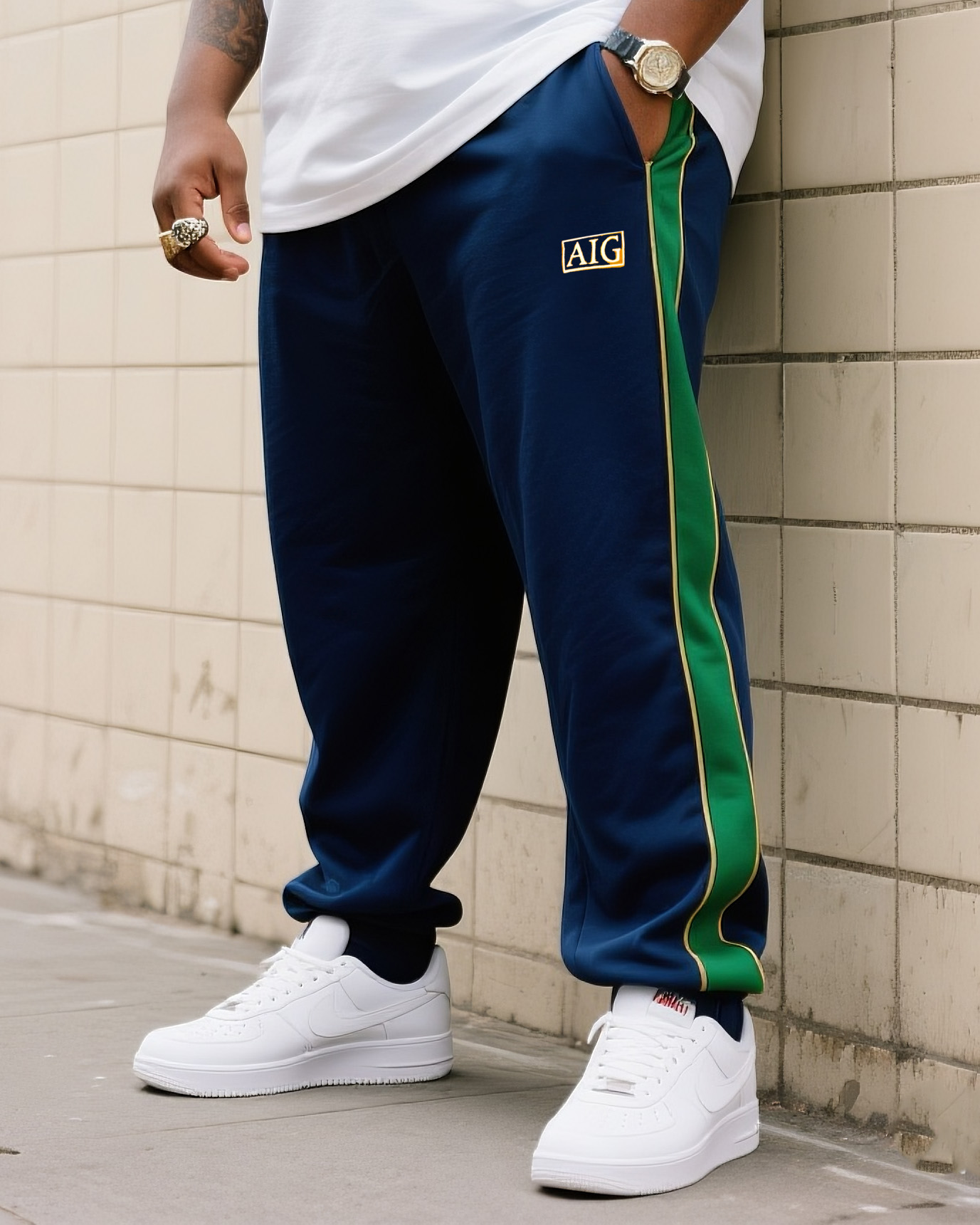 Big Boy Casual Sports Football Style Creative Stripe Crewneck Short Sleeve T-shirt Trousers Suit