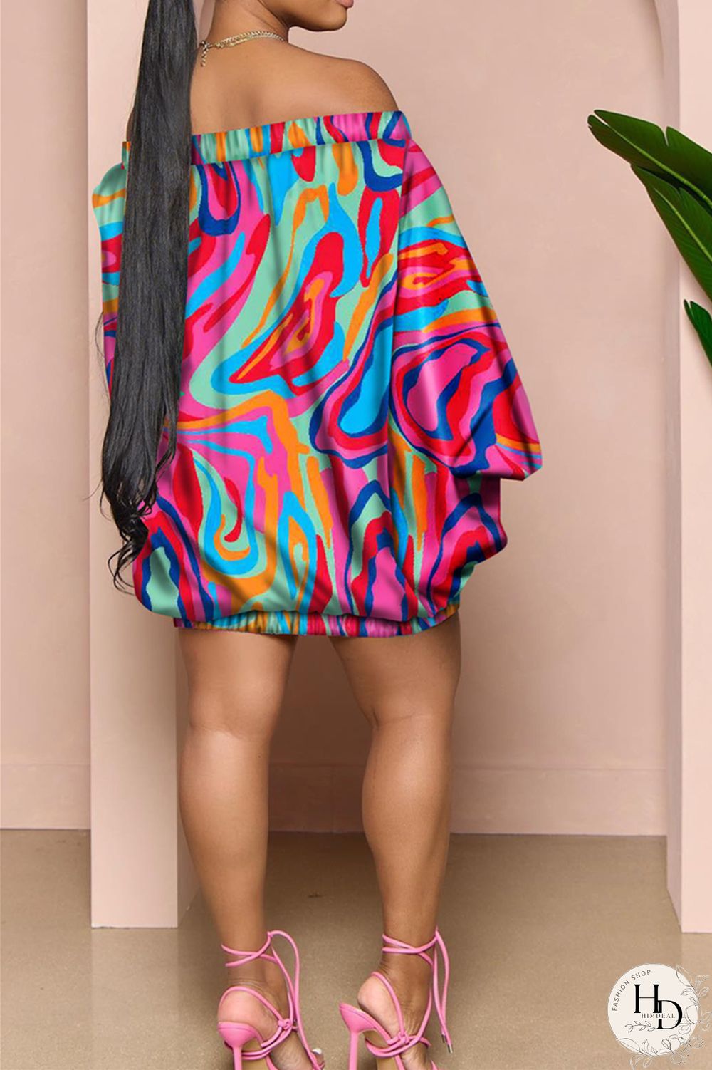 Red Green Casual Sweet Cute Simplicity Not Positioning Printed Basic Printing Off the Shoulder Ball Gown Dresses