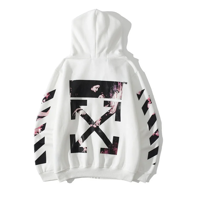 Off White Hoodie Autumn and Winter Arrow Trend Velvet Padded Loose Cardigan Zipper Coat