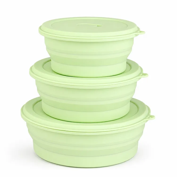 3-Piece Round Collapsible Silicone Food Container Set