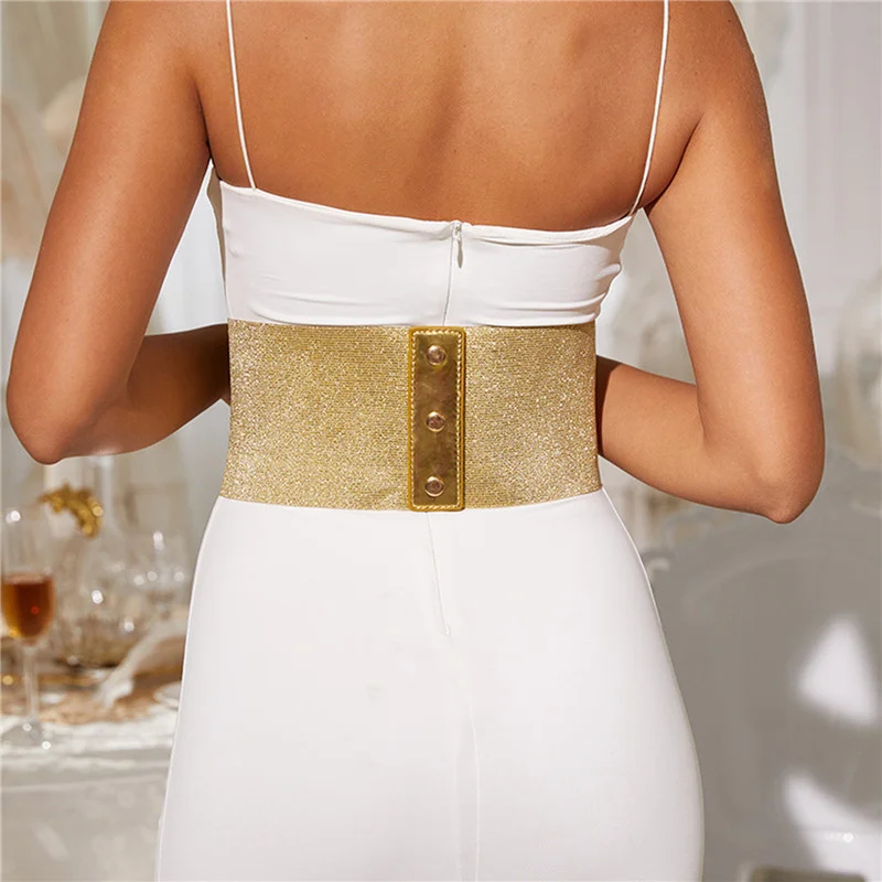 Women's Elastic Gold Corset Wide Belt Waist Strap Coat Decorative Girdle