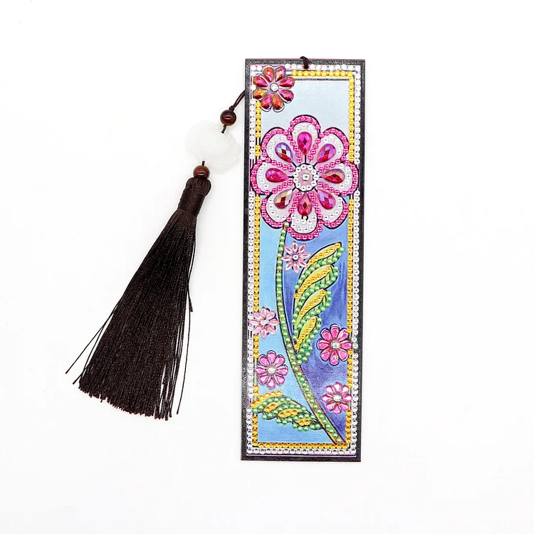 DIY Special Shaped Diamond Painting | Flower | Leather Tassel Bookmark