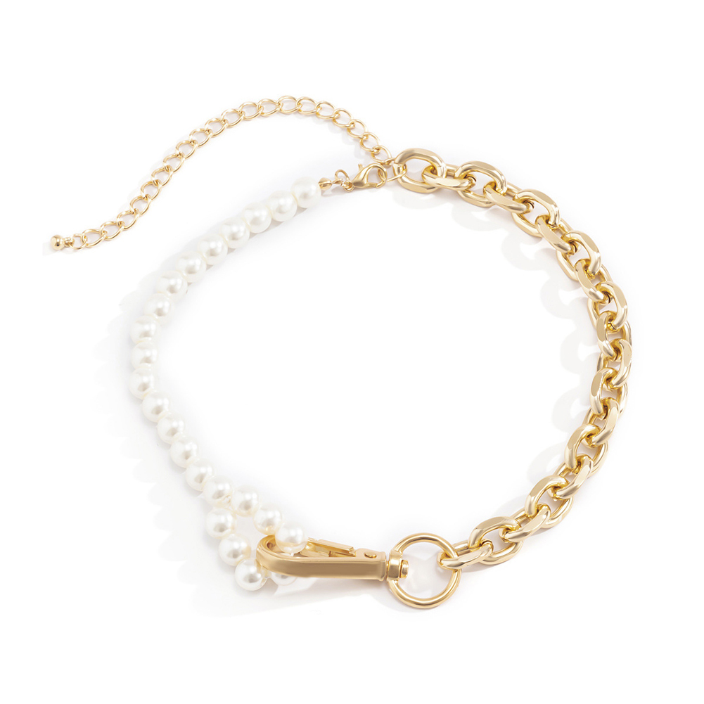

Pearl Chain Splicing Necklace Clavicle Chain Jewelry, Gold, 501 Original
