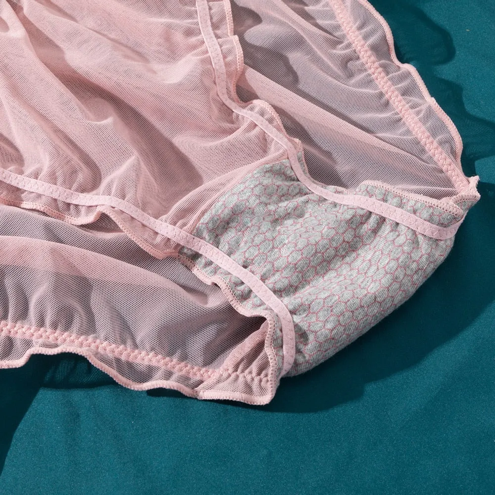 3Pcs Women Sexy Panties Lace Underpants Low-waist Panties Mesh See Through Perspective Briefs Female Fashion Underwear Lingerie