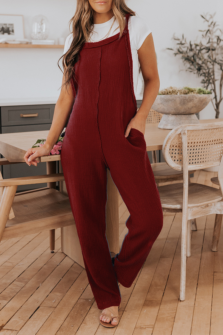 Casual Solid Patchwork Spaghetti Strap Harlan Jumpsuits - Life is Beautiful for You - SheChoic
