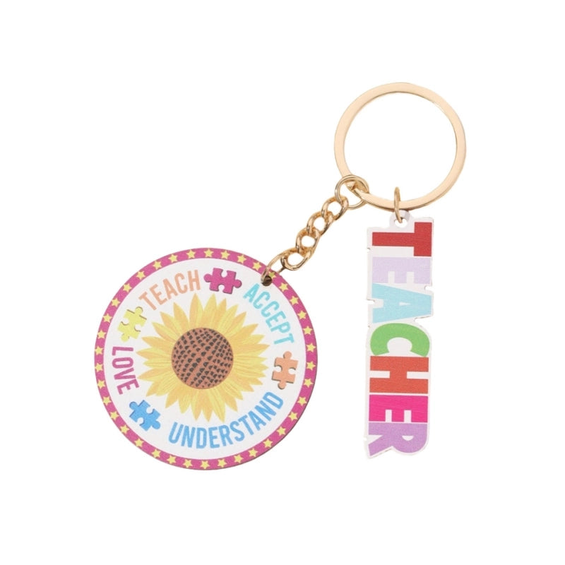 Modern Style Letter Wood Teachers’ Day Unisex Keychain