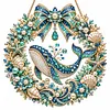 (Ocean Animanls Wreath)DIY Diamond Painting Acrylic Hanging Ornament, Double-Sided Printed Door Decoration,Pearl & Special Shaped Drill Art Home Decor
