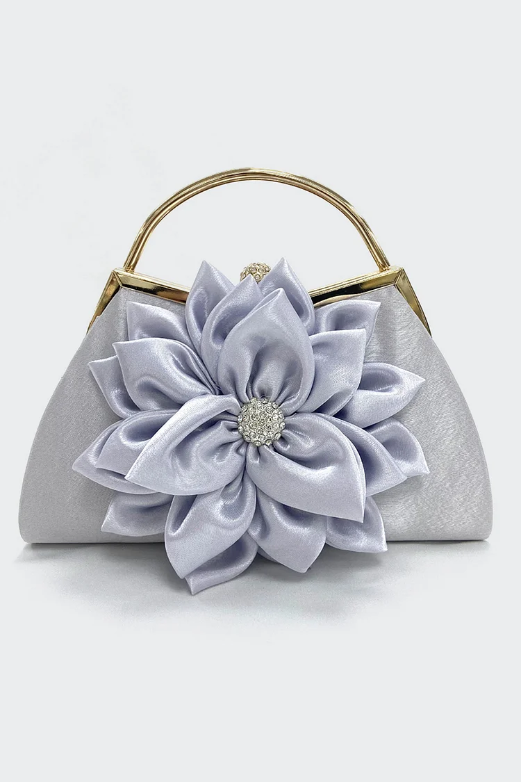 Retro Solid Color Rhinestone Decor 3D Floral Banquet Bag 2024 - Xpluswear
