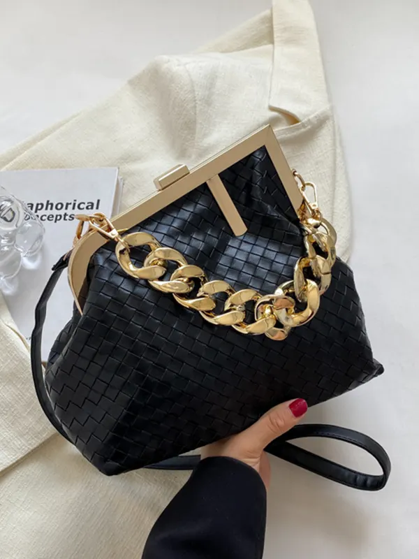 Elegant Geometric Chain-Adorned Handbags