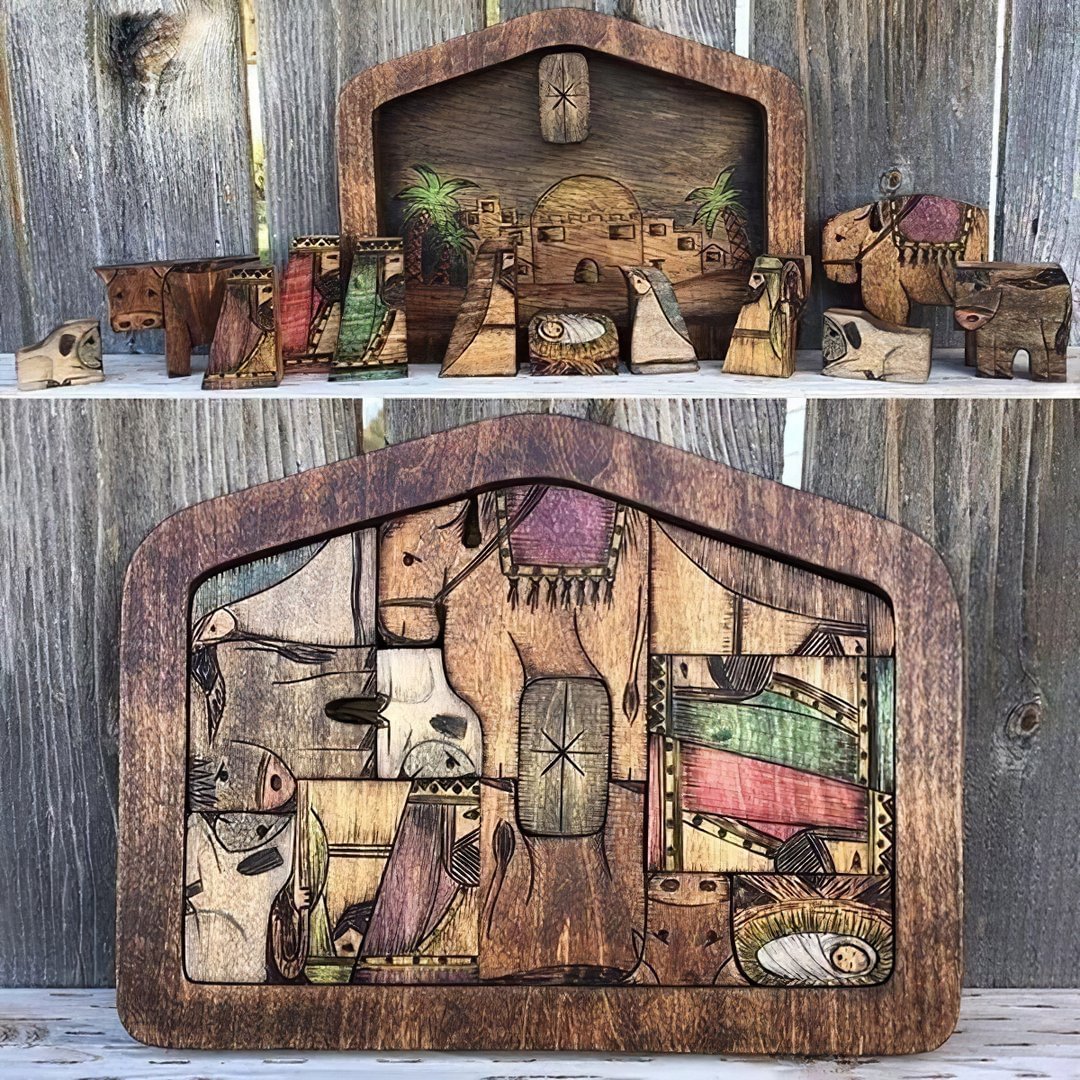 Nativity Puzzle Wooden Jesus Puzzles Set Jigsaw Game