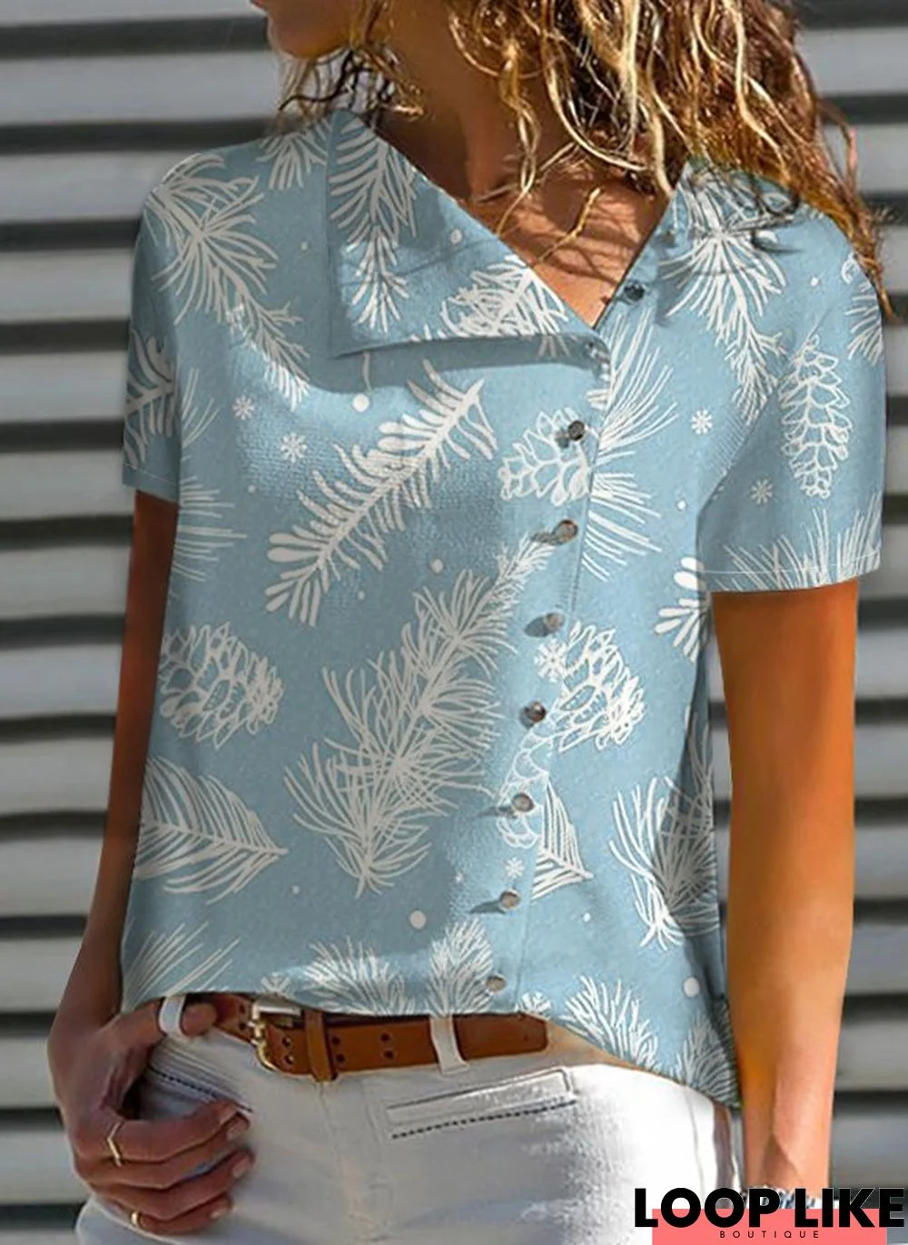 Casual Loosen Printed Short Sleeve Top