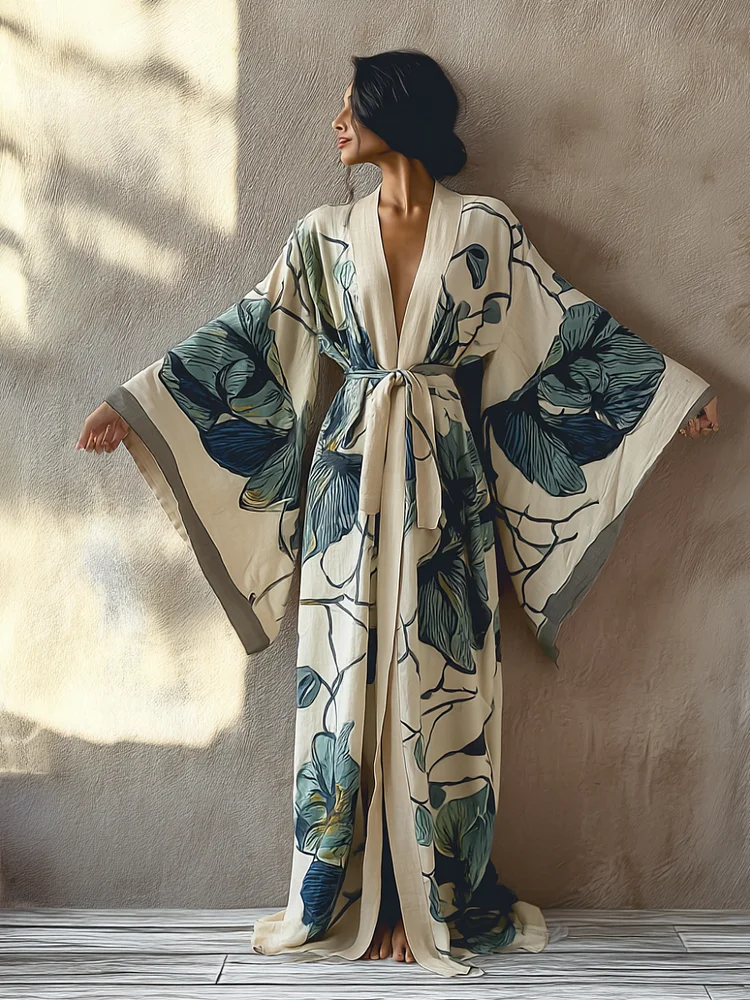 Breezy Grove Cotton-Linen Kimono