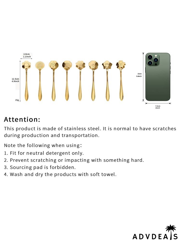 6pcs Random Stainless Steel Flower Spoon