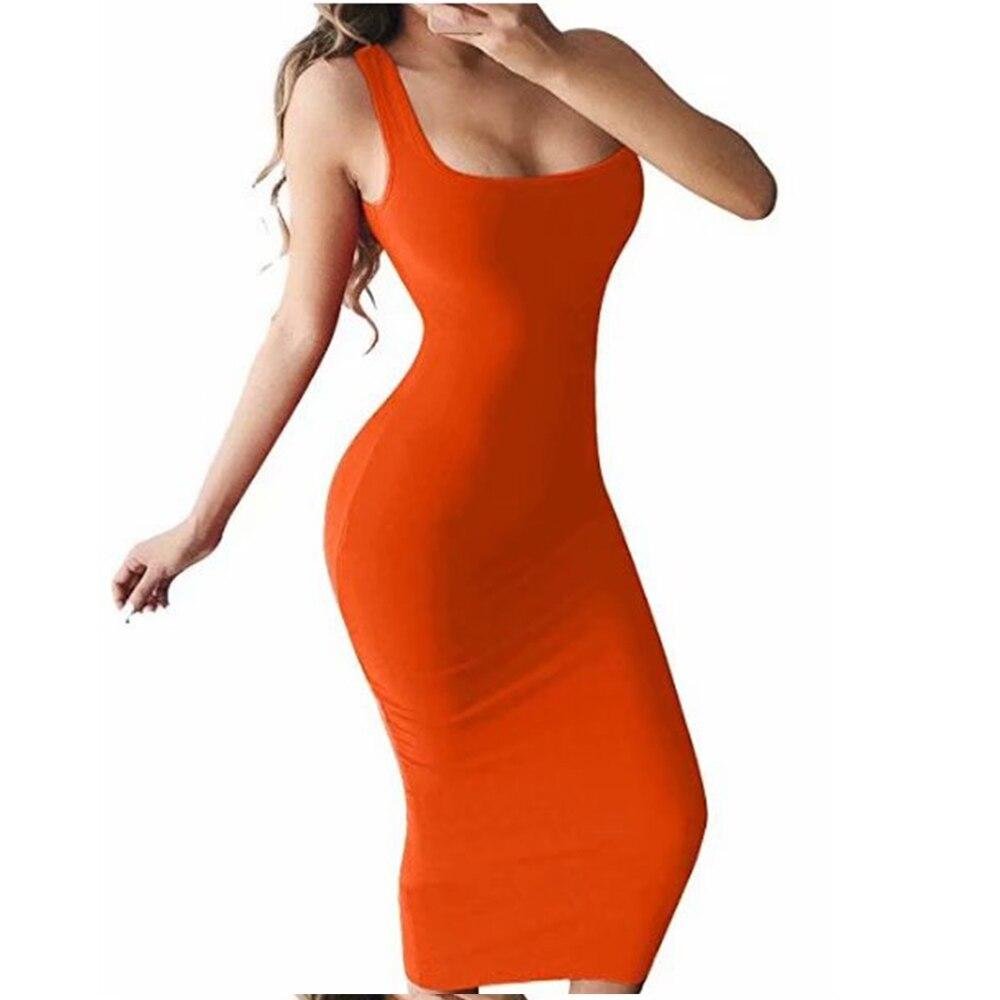 Spaghetti Strap Sexy Bodycon Dress Summer Yellow Green Black Orange Elegant Sleeveless long midi dress  club clothes Dress Women