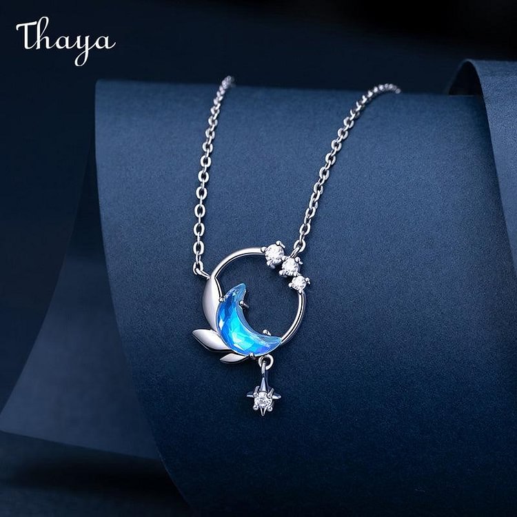 Thaya Moon Night Light Blue Necklace