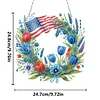 (US Only)Independence Day Wreath 5D DIY Diamond Painting Dots Pendant for Window Wall