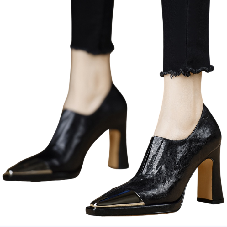 Tanguoant Tanguoant Women High Heel Loafers Pointed Toe Sexy Shoes Retro Fad Designer 2024 New Brand Luxury Sandals Hot Sale Zapatillas De Mujer