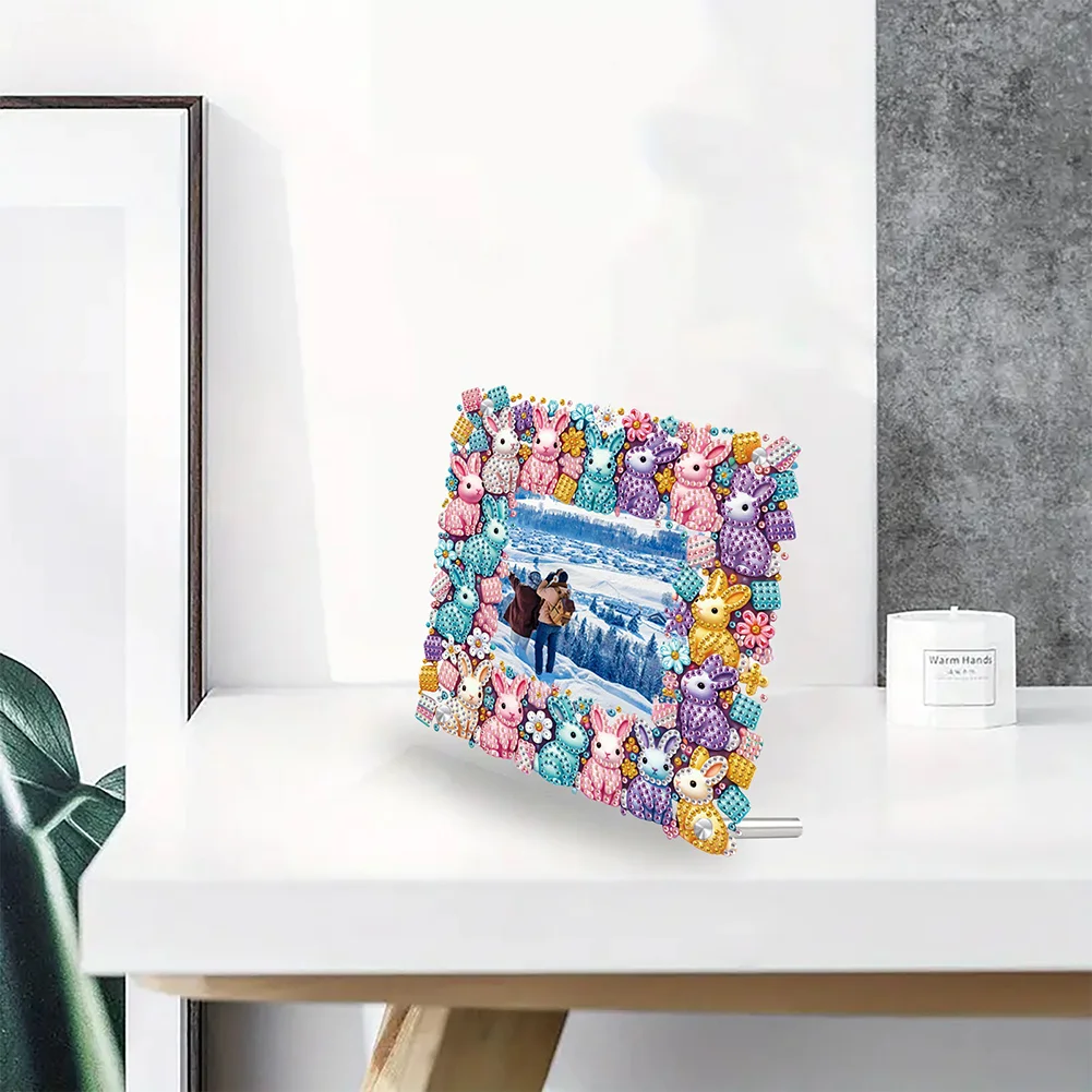 5D DIY Rabbit Acrylic Special Shape Rhinestone Tabletop Photo Frame Kit