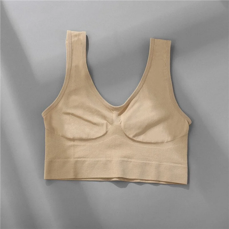 FINETOO Seamless Women Tank Crop Top Wireless Breathable Sports Women&lsquo;s Underwear Sexy Lingerie Push Up Camisole For Girls