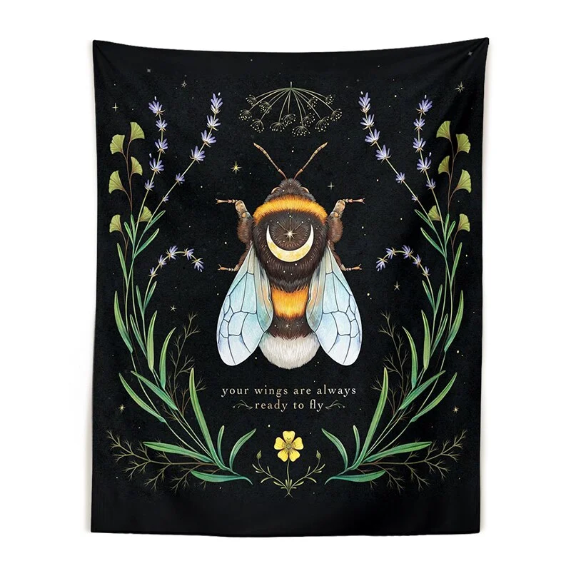 Botanical Mushroom Tapestry Wall Hanging Vintage moon phase Hippie Bohemian Tapestries Colorful Psychedelic INS Home Decor