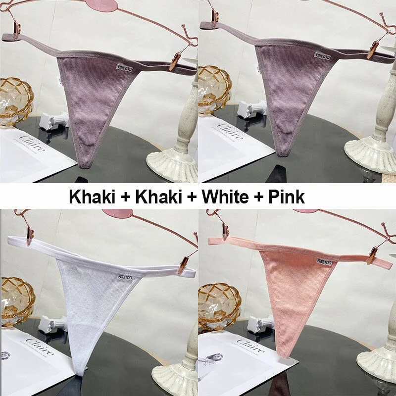 4PCS/Set Sexy G-String Women's Panties Cotton Underwear Lingerie for Female Underpants T-Back Panties Briefs Thong Intimates